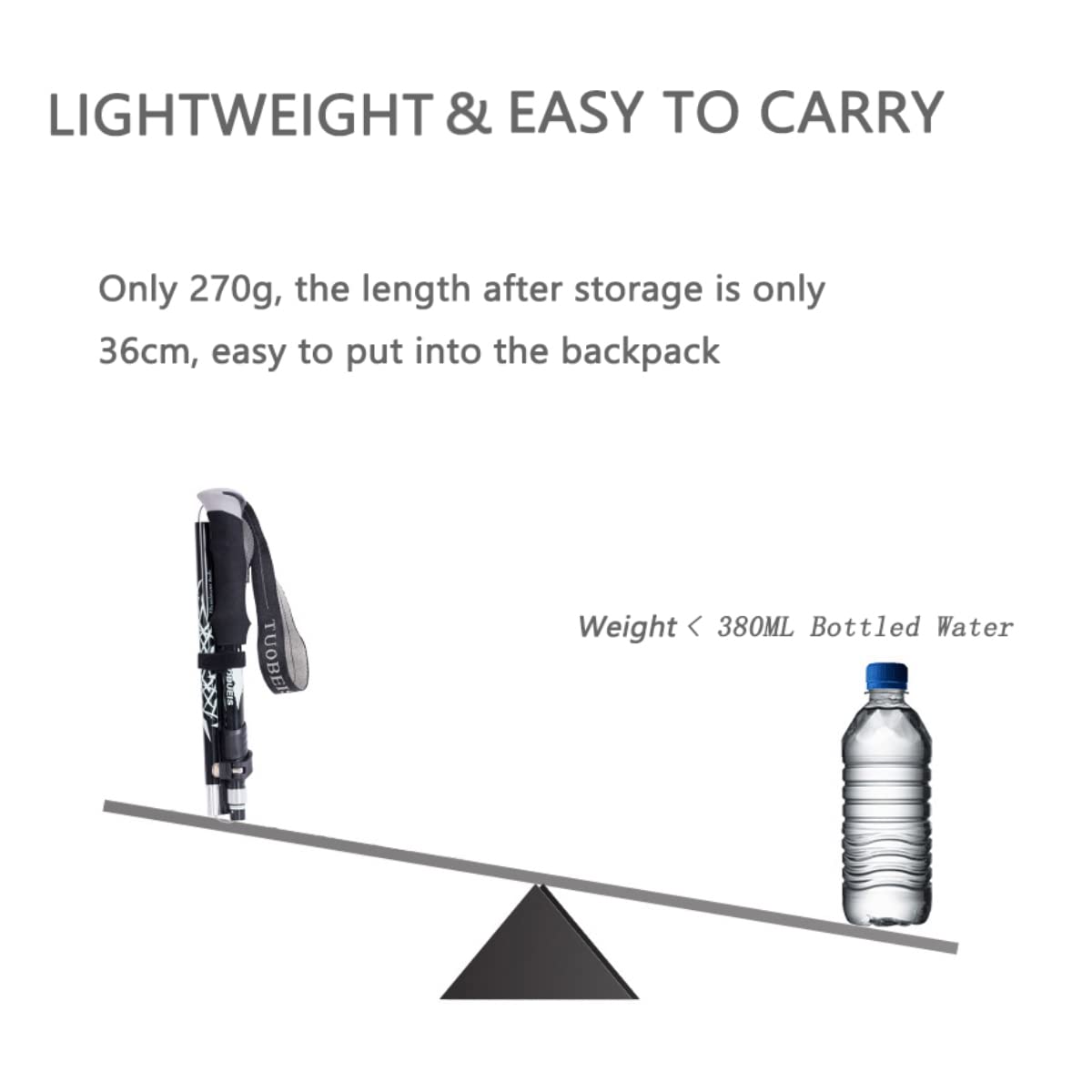 Moxilyn Bâtons de Randonnée Télescopiques Ultra-léger Bâtons de Marche Pliable Antichoc Antidérapant Bâtons Réglable de 36 à 130 cm et Fermeture pour Le Conditionnement du Trekking