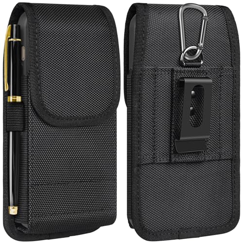 COANJIUO Cell Phone Holster with Card Holder Pouch Belt Clip Men for iPhone 17 Pro Max Samsung Galaxy S25 S24 S23 S22 S21 S20 Ultra A16 A15 A14 A13 A55, XL-Black