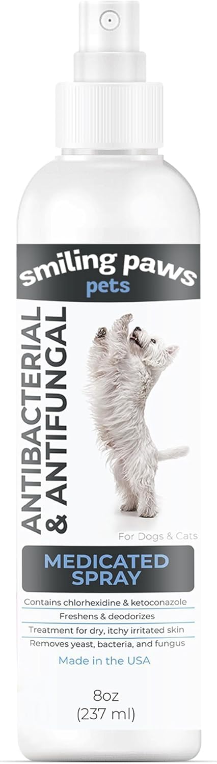 Smiling Paws Pets Advanced Chlorhexidine & Ketoconazole Spray for Cats & Dogs Spray 8oz