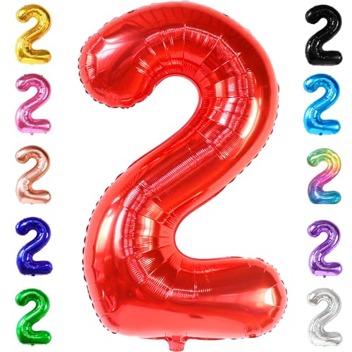 Image of KatchOn, Number Balloons - 40 Inch Red 2 Balloon Number