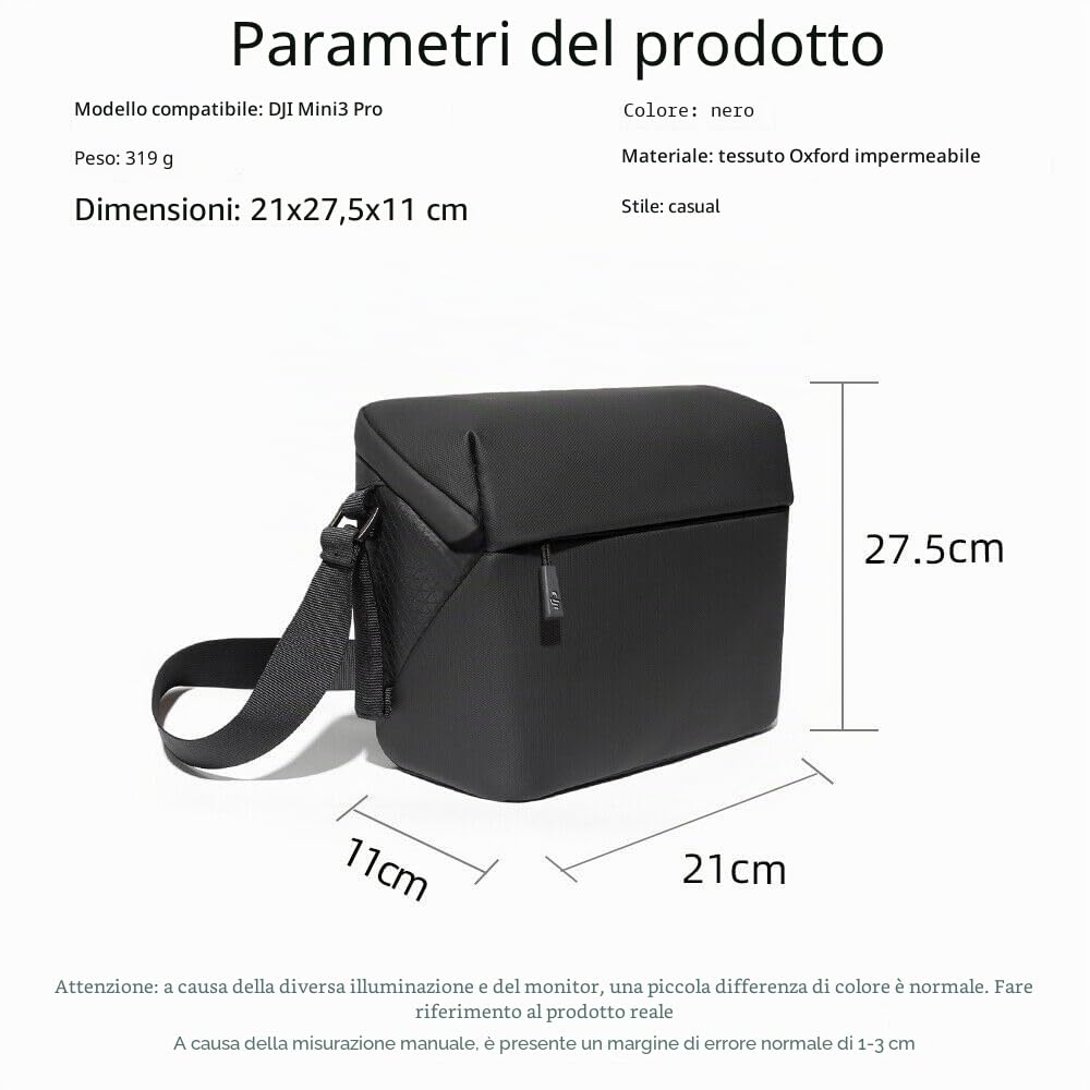 Originale Portatile Caso di Immagazzinaggio Borsa a Tracolla per DJI Mini 3/Mini 3 Pro Accessorie, Nero , 27.5 x 21 x 11 cm, Compatto