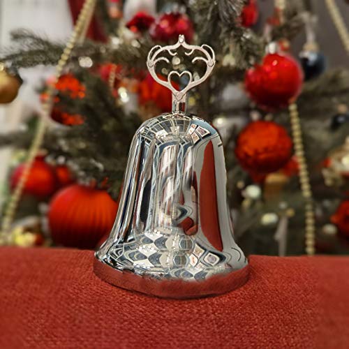 FunTech Annual Christmas Bell 2020, Silver-Plate Bell Ornament for Christmas Tree with Gift Box and Red Ribbon