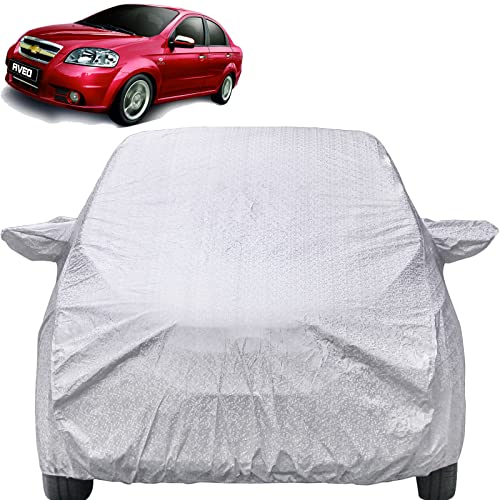Image of Autofact Waterproof Car Body Cover Compatible with Chevrolet Aveo (2006 to 2012) with Mirror Pockets (Shinning Silver)