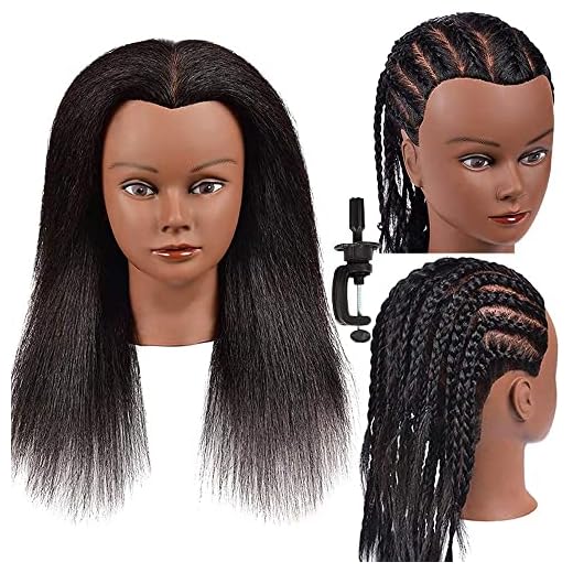 Mannequin Head 100% Real Hair Styling Training Head Hairdresser Cosmetology Mannequin Manikin Training Dolls Head for Practice Hairstyle Manikin Training Head Hair and Free Clamp Holder