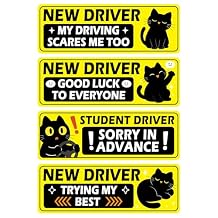 4Pcs Cat Cartoon Magnetic Car Sticker, Funny Magnetic Student Driver Signs, Not Easily Damaged by Water New Driver Accessories Supplies for Trucks & Cars