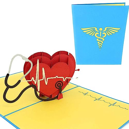 PopLife Healthcare - Tarjeta 3D desplegable para médicos, enfermeras, personal médico de emergencia, nota de agradecimiento del hospital, San Valentín, aniversario, día de la madre, cumpleaños feliz
