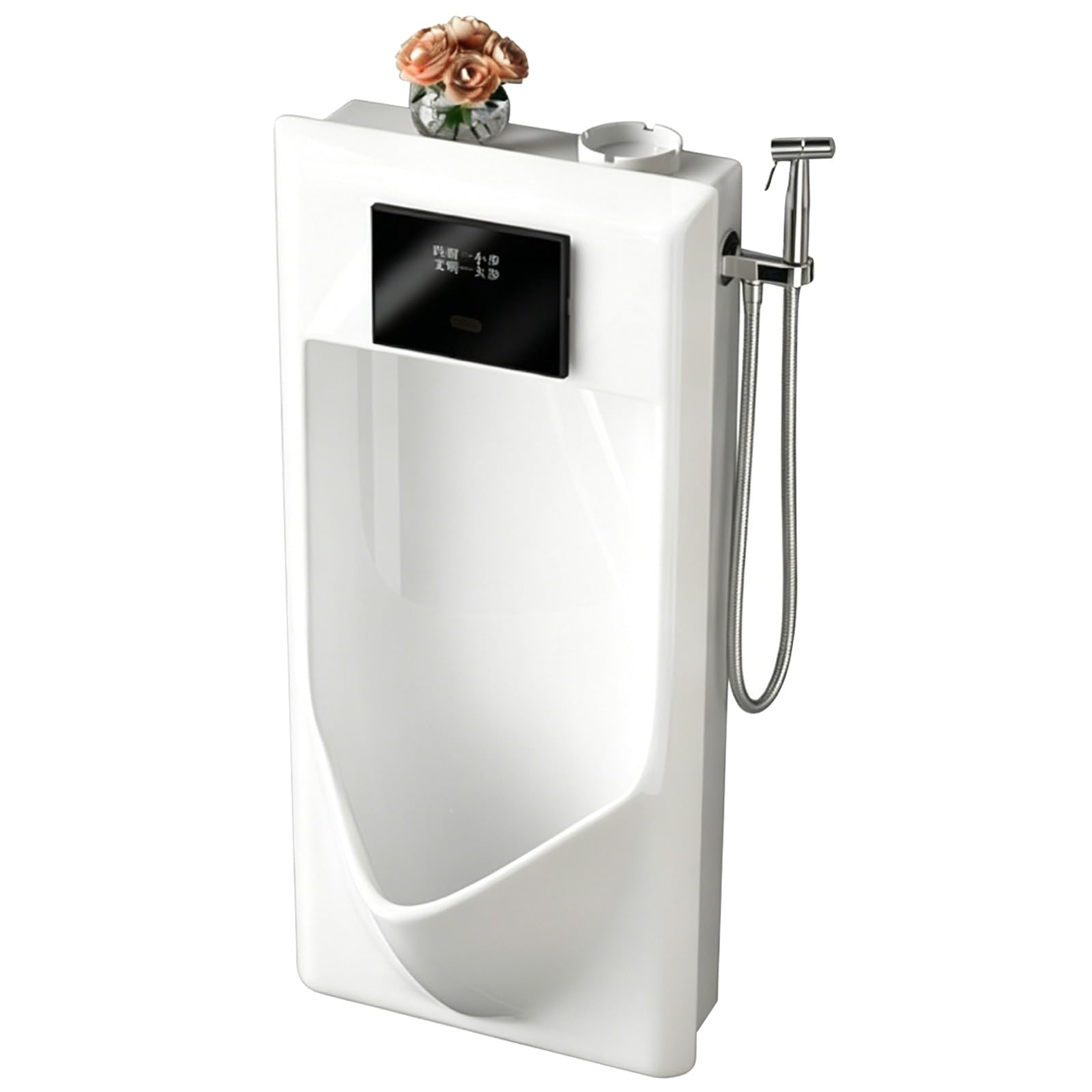 WXXZCE Urinals for Men with Spray Gun, Wall Mounted Ceramic Urinal Spill Proof, Automatic Flushing, Odor Resistant, for Home Bathrooms, Hotels, and Commercial Spaces(33x70x25cm/13x27.5x10in)