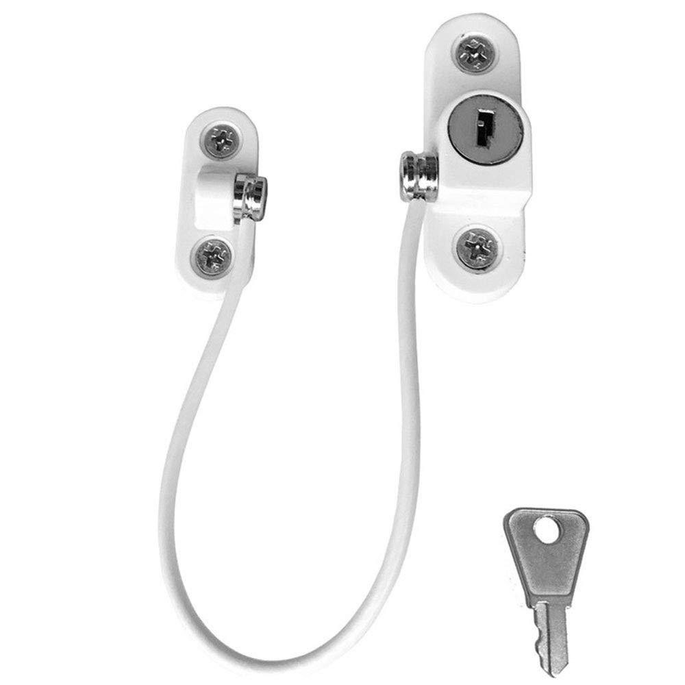 3 PCS Window Door Safety Restrictor Kids Window Door Cable Lock Child Baby Security Wire Catch with Screws Keys, Prevents Theft