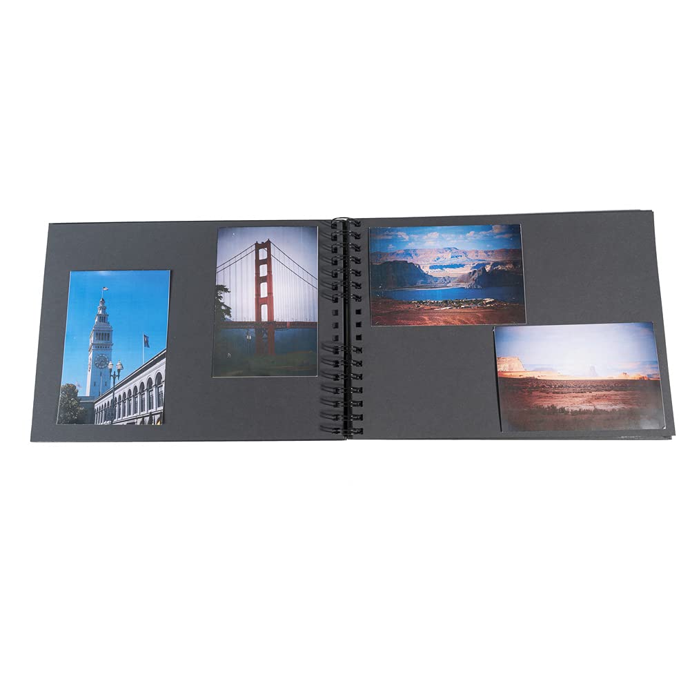 Exacompta, Ref 15006E, MILANO Spiralbound Photo Album (50 Pages) -32 x 22cmin Size, Holds 150 Photos, 250gsm Black Card Pages - Image 3