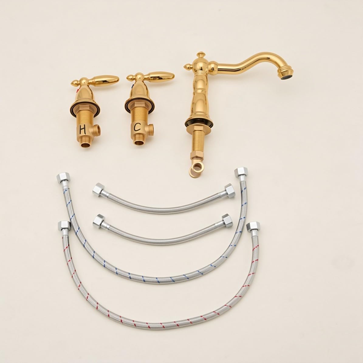 Alipis Grifo de Lavabo Dorado de Baño Dos Manijas y Tres Orificios