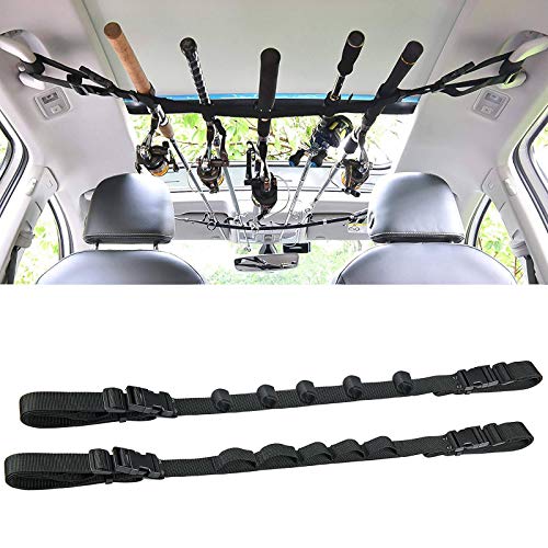DSHE Car Fishing Rod Holder Strap, Vehicle Fishing Rod Rack, Fishing Pole Carrier Storage Rack Belts for Car, SUVs and Vans