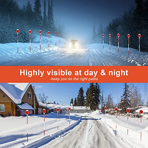 Driveway Markers, Double Sided Reflective Driveway Markers Highly Visible, 48 Inch Metal Snow Stake for Snow Plowing Mar - Additional View