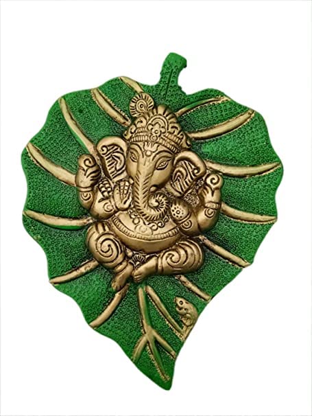 Sneha Collection Metal Pan Leaf Hanging Metal Ganesh Ji Statue| Religious Idol| Wall Hanging Ganesh| Home Decor Show Piece Gifts