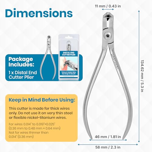 Image of Distal End Cutter Orthodontic Plier - Hold & Cut Hard and Soft Wire - Professional Braces Wire Cutter - Tungsten Carbide Inserts - Easy To Use Dental Tools Stainless Steel Braces Essentials