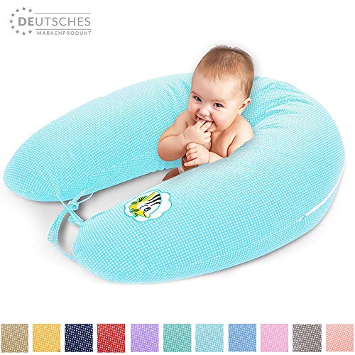 Sei Design Coussin d'allaitement de qualité, Oreiller de Grossesse, 170 x 30cm | Remplissage: Boules de Fibres 3-D, testées et certifié Ökotex. Taie avec Zip et Broderie de Haute qualité