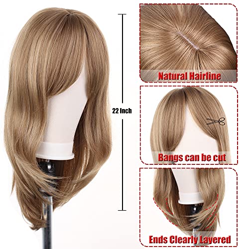 Black Wigs for Women 22 Inch Natural Layered Wig with Bangs Synthetic Hair Wig Heat Resistant Straight Wigs for Daily Party(22Inch/1B) - Image 4