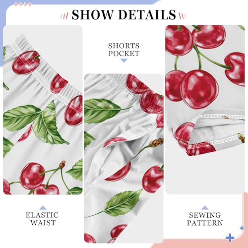 Pajama Bottoms, Cherry Pajamas Pant Sleep Long Pants Cartoon Lounge Wear Elastic Waist Sleepwear Pjs4