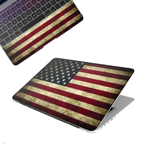Image of Galaxsia Grunge USA Flag Top+Wrist Pad Vinyl Laptop Skin /Sticker /Cover Upto 15.6 Inches Laptops Laminated-Removable-HD Quality Compatible for Hp-Dell-Sony-Lenovo-Asus etc.(15x10 Inches)
