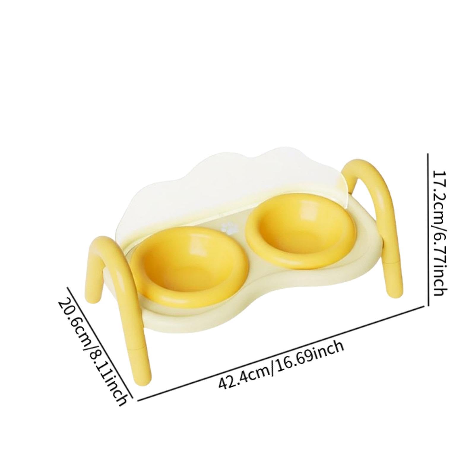 Ciotole Rialzate per Gatti, Ciotola in Ceramica per Animali Domestici 42,4x20,6x17,2 cm, Facile da Pulire, Alimentatore Portatile