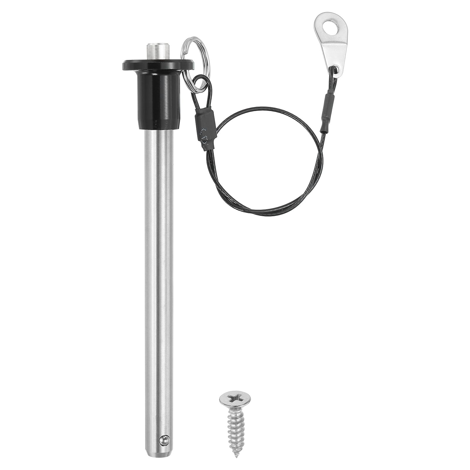 PATIKIL 5/16"(8mm) Diameter 304 Stainless Steel Quick Release Pin, Usable Length 3.5"(90mm) Push-Button Ball Locking Pin with 25cm Lanyard Cable M5 Screw, Silver