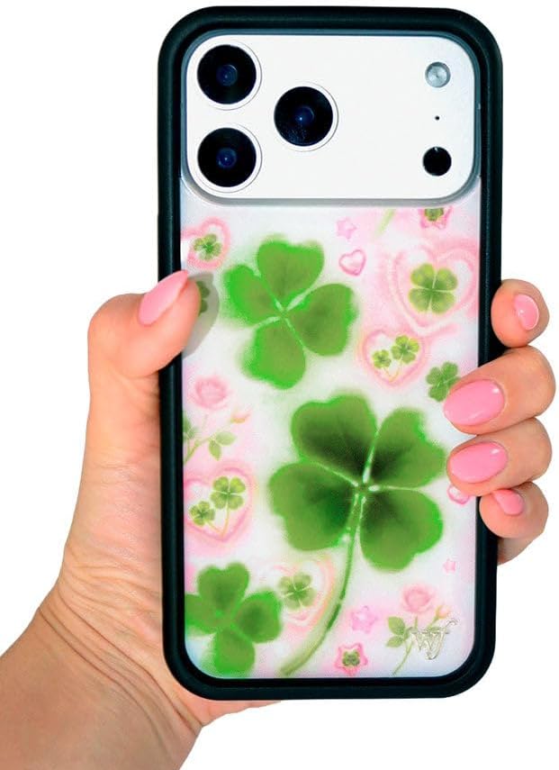 Wildflower Cases - Compatible with iPhone 17 Air | Protective Black Bumper, 4ft Drop TeSaint Certified, Women Owned Small Business | Saint Patty's Green Clover Cute Trending | Miss Lucky