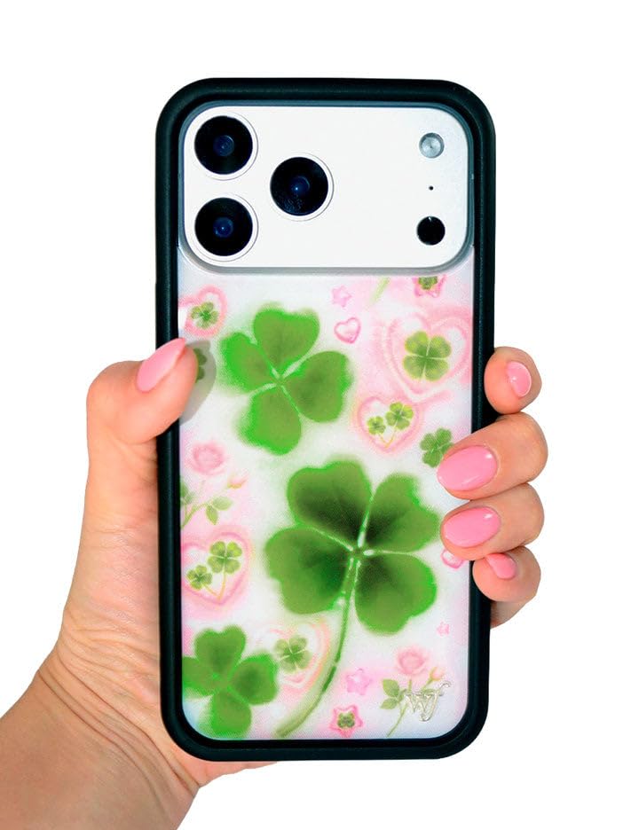 Image of Wildflower Cases - Compatible with iPhone 16 Pro Max | Protective Black Bumper, 4ft Drop TeSaint Certified, Women Owned Small Business | Saint Patty's Green Clover Cute Trending | Miss Lucky