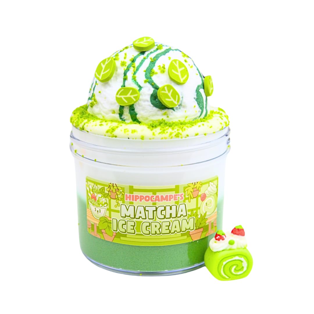 Matcha Ice Cream Slime (SCENTED) | Handmade Slime | Hippocampe Slimes (4OZ)