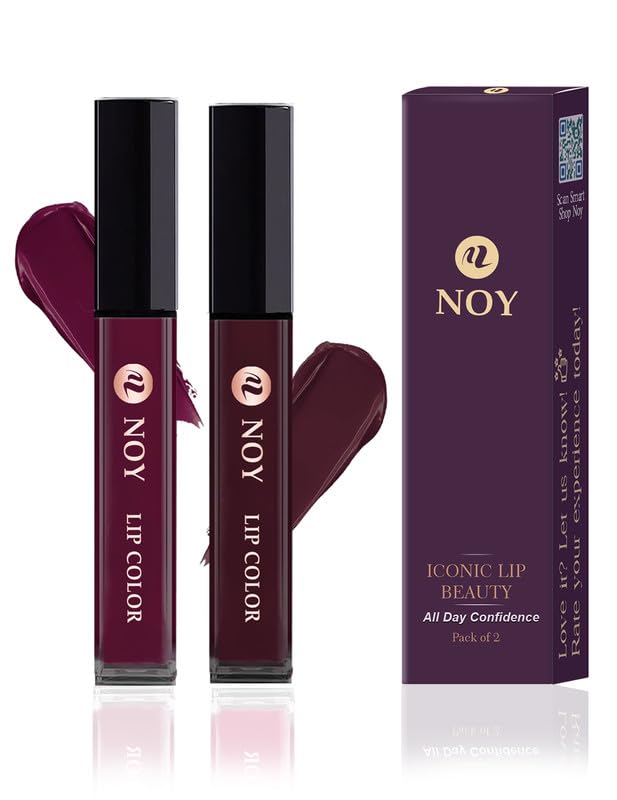 NOY Matte Liquid Lipstick Set High Pigment Smooth Finish Waterproof Lipstick Wine, Dark Maroon Wine Pack of 2-image-40
