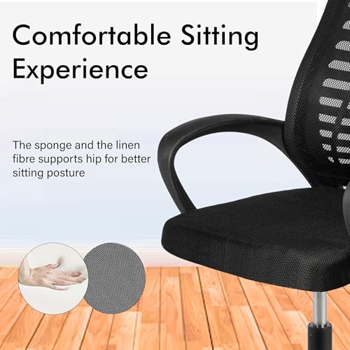 Image of Casa Copenhagen,Mesh Office Desk,Rocking, Ergonomic Computer Chair Adjustable High with Headrest and Comfortable Armrest Swivel Chair - Oak Black & Black Handle