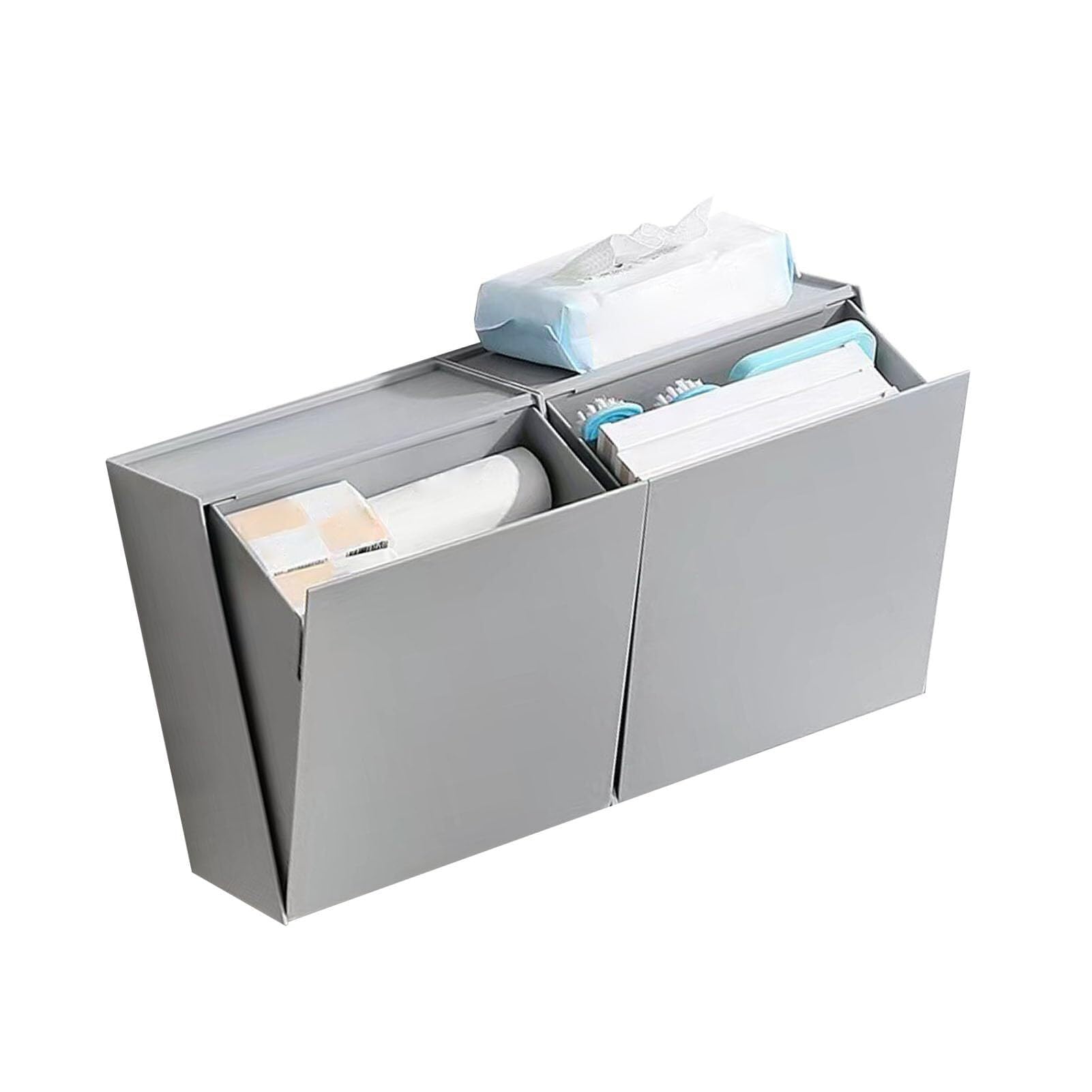 2er Set Wandmontierte HIPS Aufbewahrungsbox,Grau
