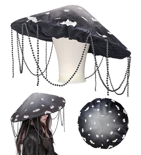 Dreamstall Mushroom Hat Costume Cosplay Accessory Party Hat Cap, Oversized with Wired Brim (Black)