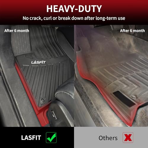 Image of LASFIT Floor Mats for Toyota Highlander 2014-2019 (Not for Hybrid) All Weather Custom Fit Floor Liner for Highlander LE /XLE /SE /Limited /TPE Front and Rear 2 Row Car Mats,Black
