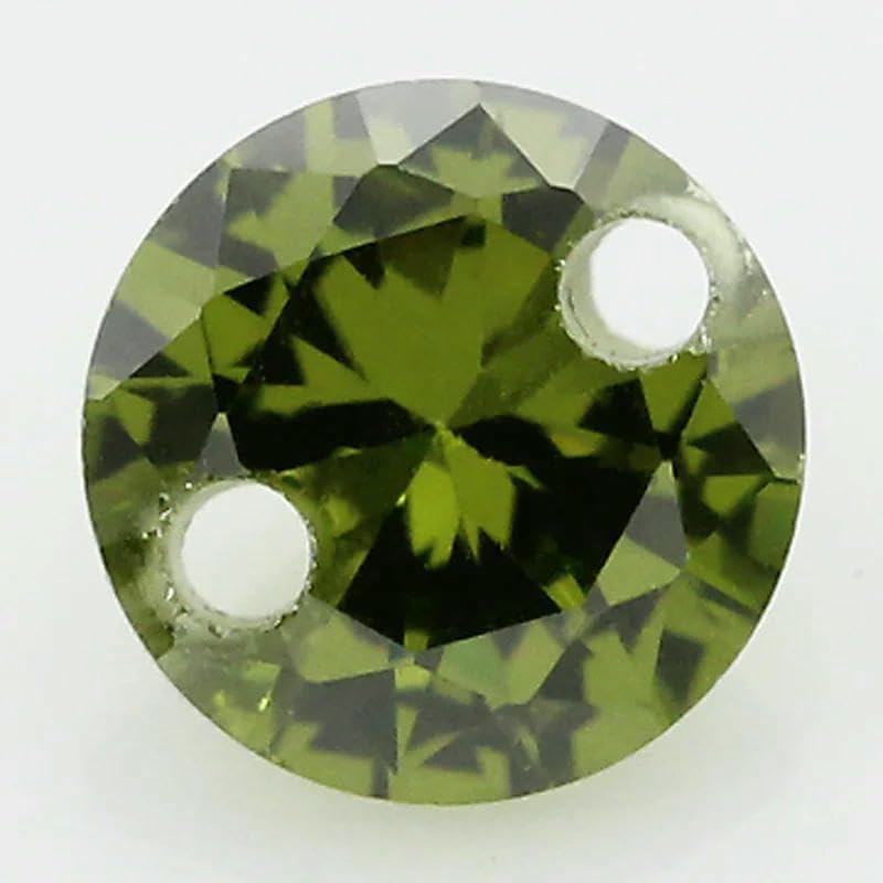 Doppellochperlen aus Zirkonia-Steinen, AAAAA-Rundform, lose Zirkonia-Steine für DIY-Schmuckherstellung, Zirkon mit Löchern – Champagner – 13,0 mm, 20 Stück
