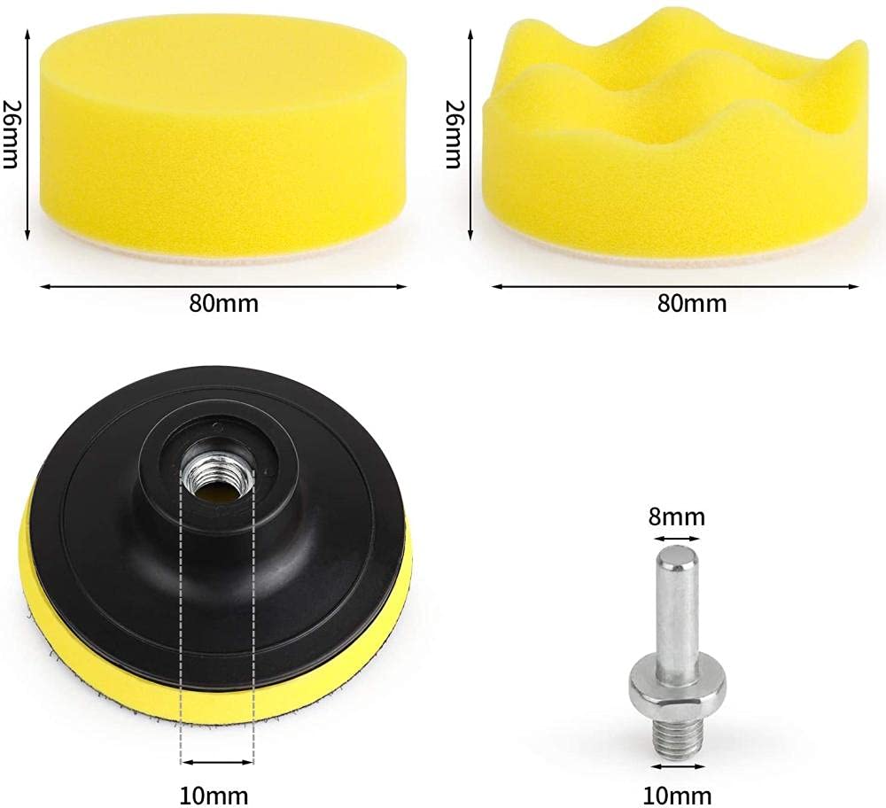11 sztuk/zestaw 3 cal tarcza do polerowania samochodu samoprzylepne polerowanie woskowanie gąbka polerska do polerowania samochodu adapter wiertarski, A