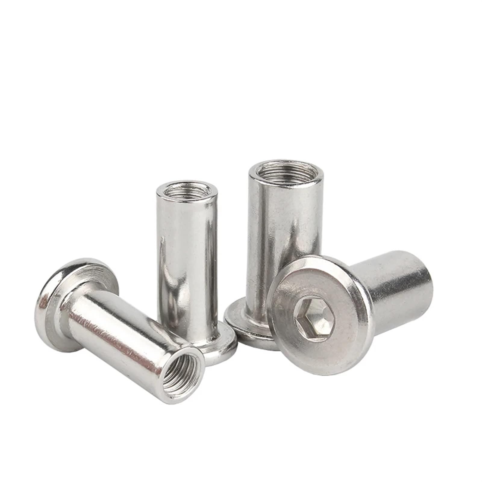 Rivetti Filettati 5/10/20pcs M3 M4 M5 M6 M8 304 acciaio inossidabile grande piatto esagonale testa a esagono incassato rivetto connettore inserto manicotto comune dado per Mobili(50mm length,M8 x5pcs)