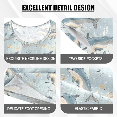 Dolphins Animal Pajama Set Pajamas Sleepwear Nightwear Loungewear Clothes Set B04035614