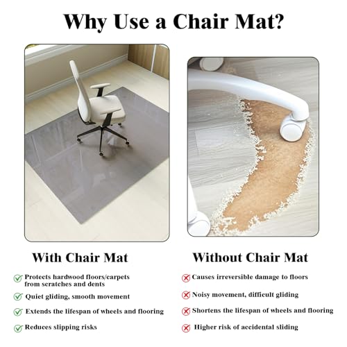 Image of Koonmi 42 inch x 48 inch Office Chair Mat for Hardwood Floors & Carpets
