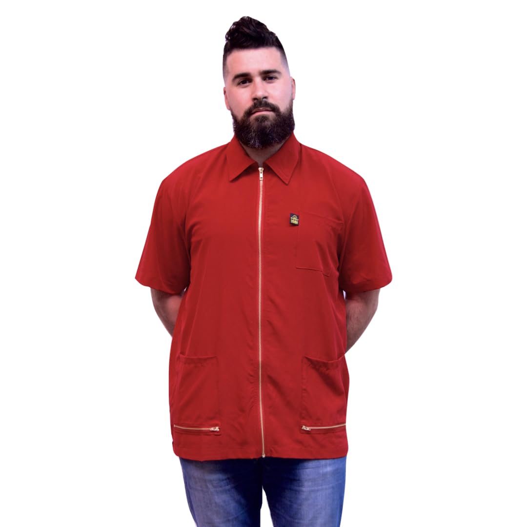 King Midas Professional Barber Jacket for Men - Ultra Lightweight Short Sleeve Barber Smock