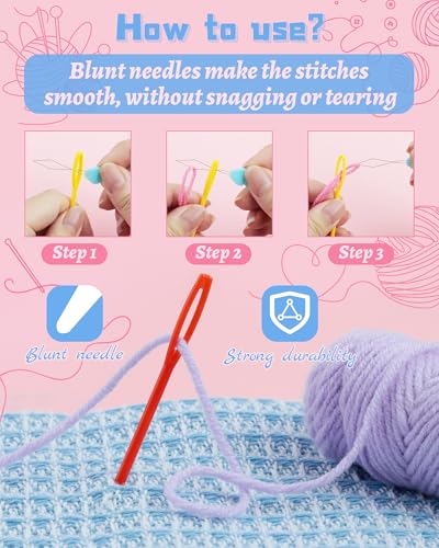 Image of FIVEIZERO 48 Pcs Yarn Needles Set, Assorted Bent Tapestry Needles Weaving Needles Darning Needles with Large Eye, Plastic Blunt Knitting Needles for Sewing Crochet