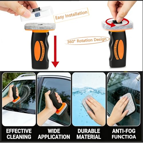 Image of 2Pcs Glass Oil Film Remover, Advanced Auto Glass Polish & Hydrophobic Coating with Ergonomic Applicator, Professional Windshield Restorer for Luxury Vehicles & Architectural Glass
