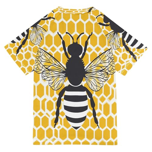 Boys Short Sleeve T-Shirts Bees Insect Funny Rashguard Kids Swim Shirts Sun UPF 50+ Multicoloured2
