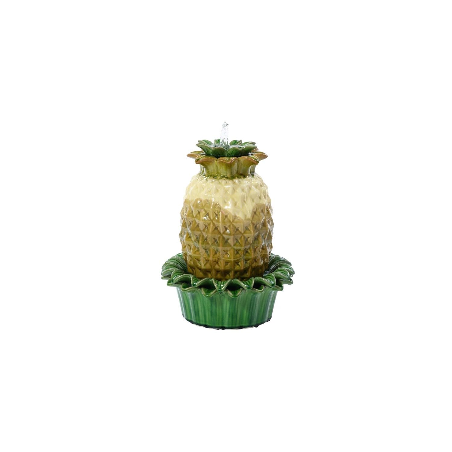 Maykoosh Hollywood Regency Pineapple Ceramic 17 in. H Tabletop Fountain Indoor/Outdoor, 13.19 in. W X 17.13 in. H X 13.19 in. D, Artistic Bubbling Fountain, Outdoor Home Dcor Accent