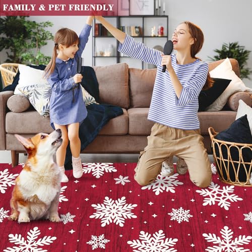 Tapete navideño rojo 182x122 cm antideslizante y lavable miniatura 7