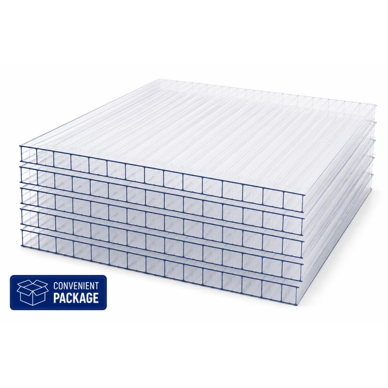 Policarbonato Alveolare 6 mm 200x98 cm Trasparente 5 Pezzi