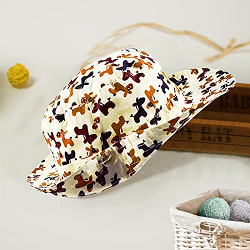 UV Protection Kids Outdoor Sun Hat Breathable Bucket Hat Prefer Cute Wide Brim Pony Flap Cotton Hat Boys Girls 2-4 Years2