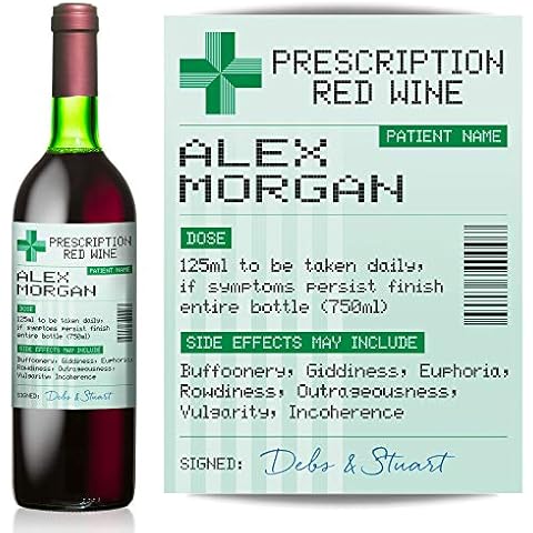 Personalised Prescription Red Wine Label from TigerMill Publishing - Fun Birthday Gift idea (Green Label) Cover