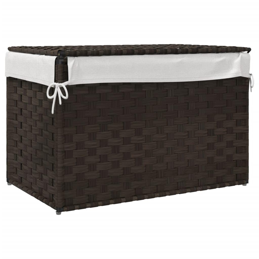 Cesto Biancheria Coperchio Marrone Scuro 55,5x35x34 Polyrattan,Casa e Giardino,Forniture domestiche,Forniture lavanderia,Cesti del bucato-372050