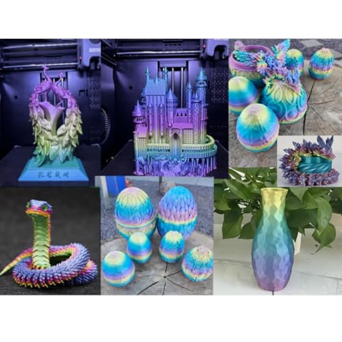 Image of Kingroon Silk PLA Filament 1.75mm Rainbow 3D Printer Filament PLA Filament 1kg Dimensional Accuracy ±0.03mm,Fit Most 3D Printers(Lovely)