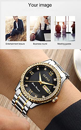 Image of OLEVS Men Leather Watches Black Ultra Thin 6.5mm Minimalist Dress Fashion Simple Casual Waterproof Date Watch for Men