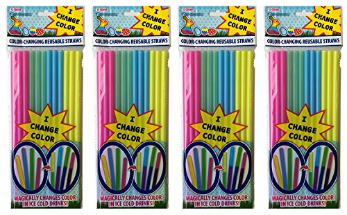 Pitillos de plástico reutilizables color Easter 4pk miniatura 1